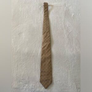 Geoffrey Beene 100% Silk‎ Squared Gold Orange Tie